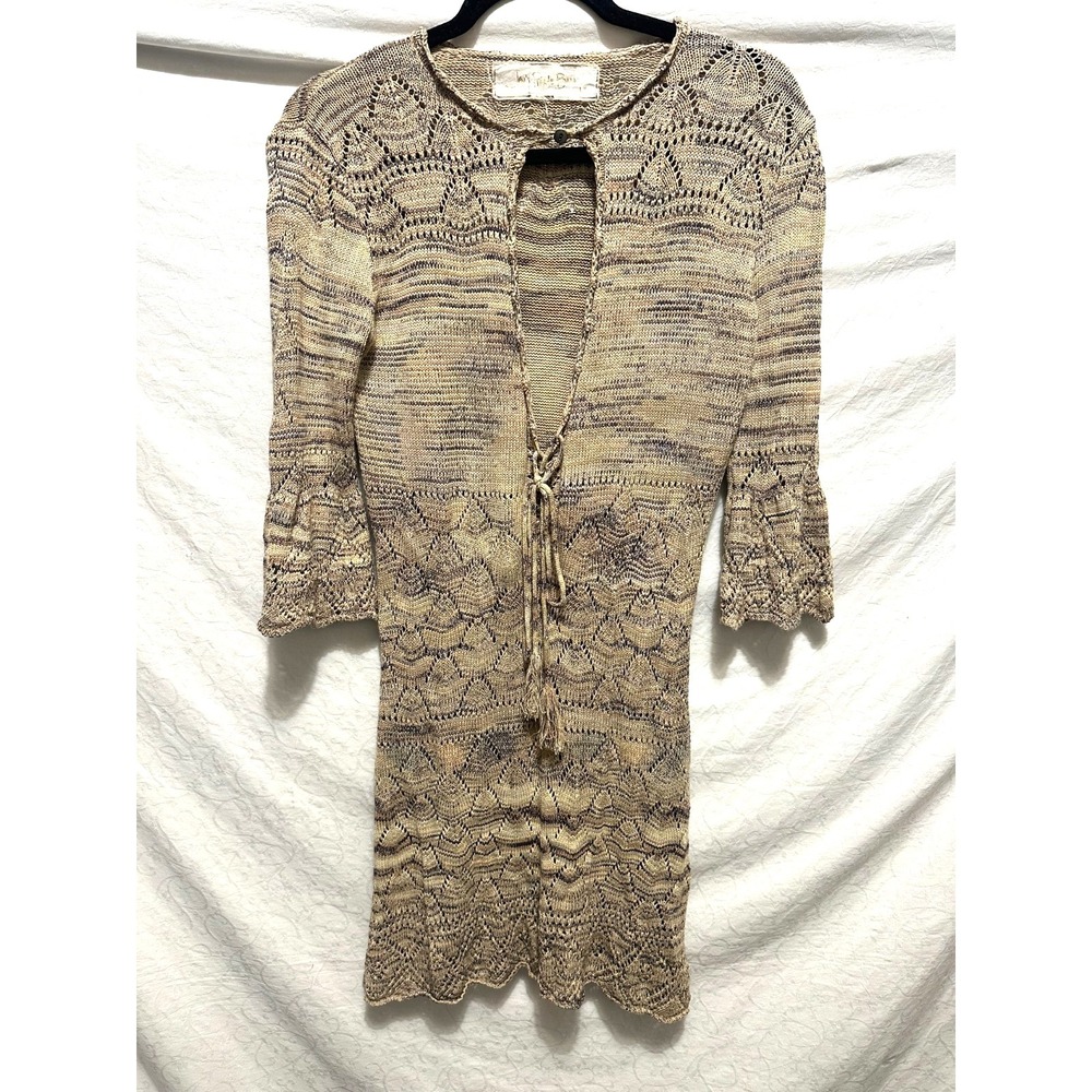 Jen's Pirate Booty Size Small Beige Crochet Knit Bathing Suit Cover-Up Dress
